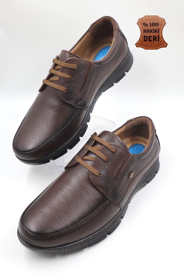 Men's Genuine Leather Ultra Comfortable Gel Brown Casual Shoes