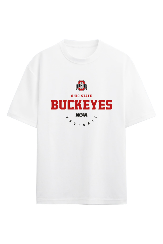 Ohio State Buckeyes Ncaa College American Football White Oversize T-Shirt