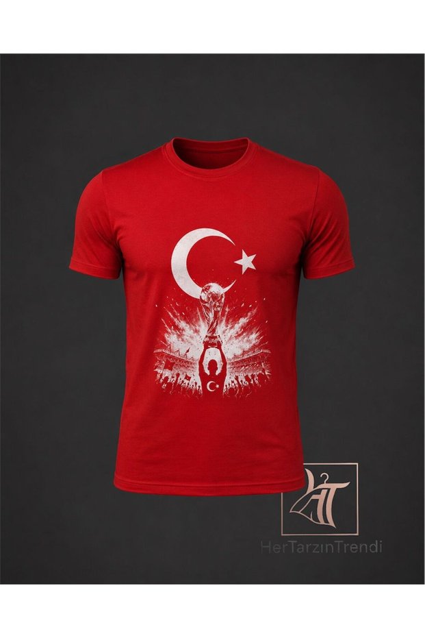 Turkey Moon Star World Cup Themed Red Slim Fit Men's T-Shirt Fan Collection