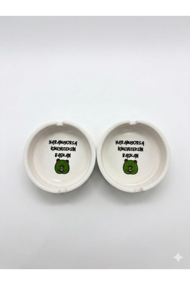 If It Doesn'T Work, You Won'T Drink It President Design Set of 2 Small Ashtrays - Gift Ceramic Ashtray Set