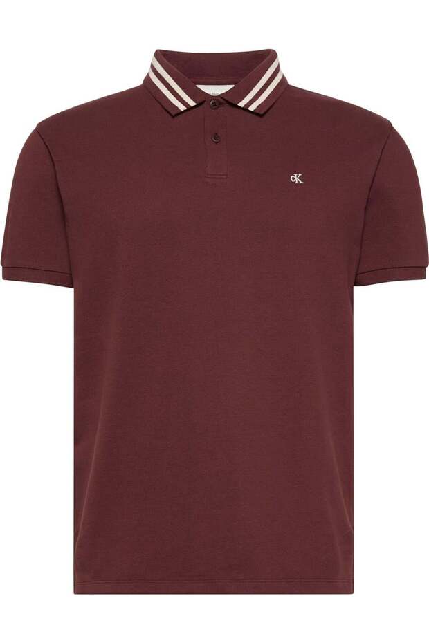 Ss Monogram Pique Tipped Erkek Polo Yaka T-Shirt Kırmızı - 1