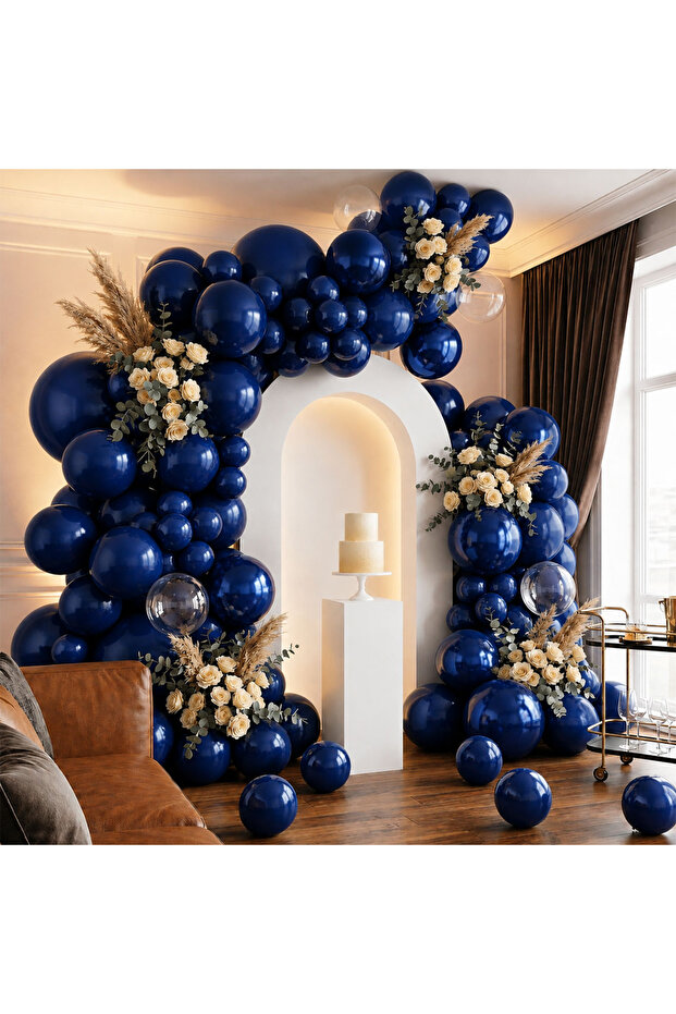 Navy Blue Color Latex Metallic Balloon (30 cm) - 100 Pieces