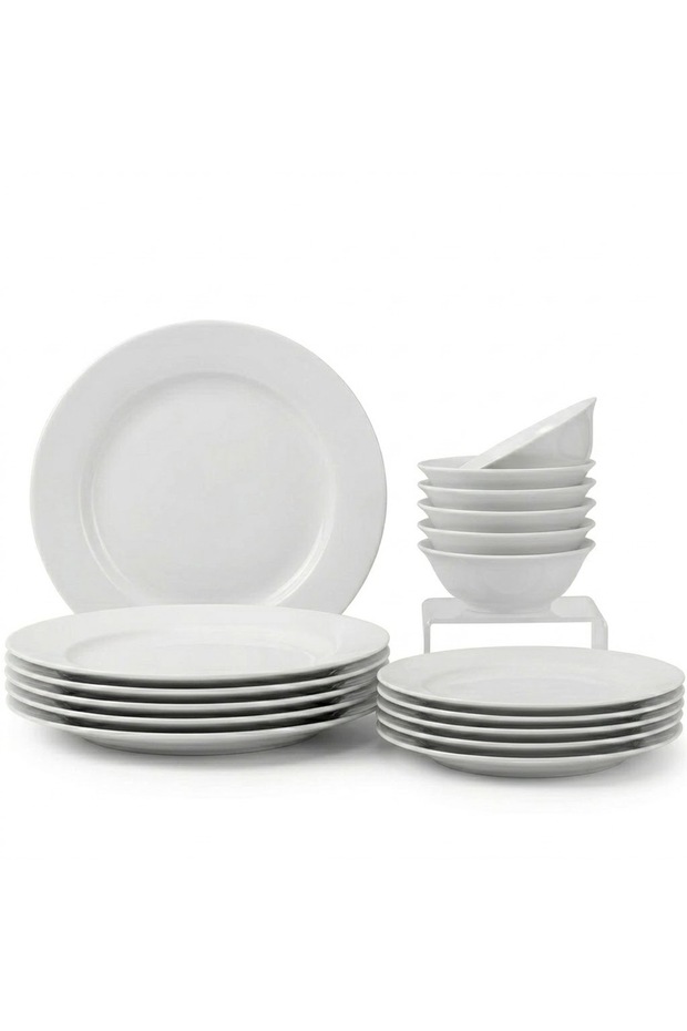18 Pcs Opal ware Dinner set 6 Dinner plate, 6 Dessert plate, 6 Bowls Dishwasher Microwave Freezer safe BPA Free Heat resistance