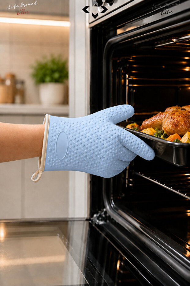 1Pcs 100% Silicone Oven Glove High Heat Resistant Non-Slip Gripper Kitchen Glove Protector