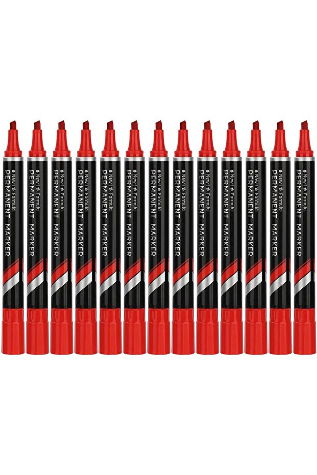Think Permanent Markers Chisel Tip U101-1.5-5 mm Red Quick Dry Low Odour Pack of 12