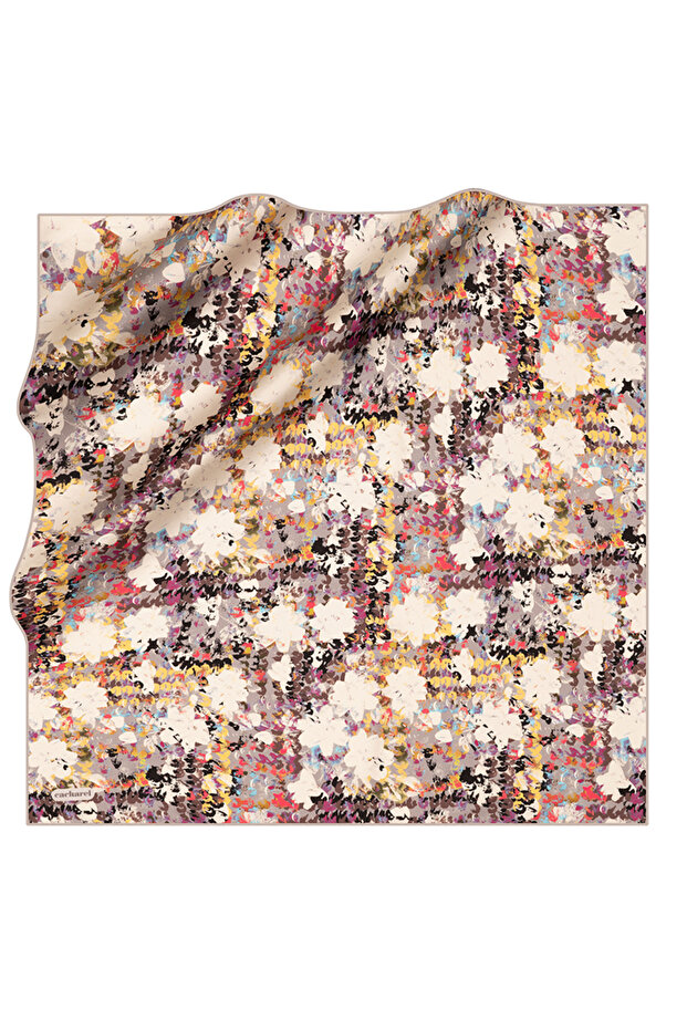 وشاح حريري رمادي مقاس 90×90