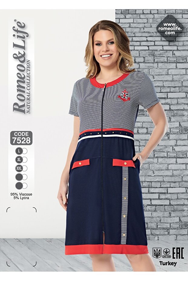 Women's Patterned Zipper Dress 7528