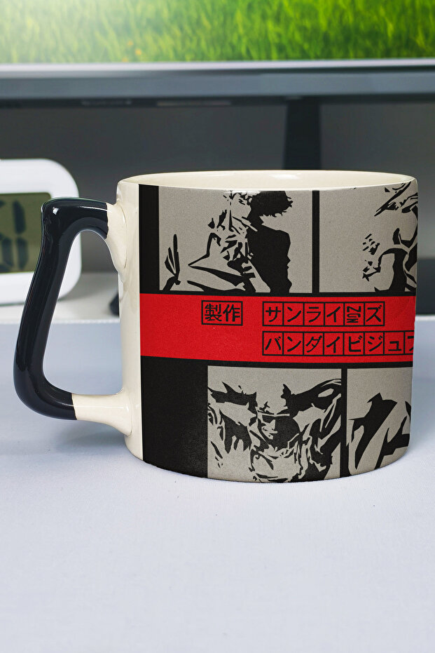 Cowboy Bebop Anime Printed Ceramic Luxury Mug (1 Piece) Custom Black Handle Wave Handle V3D