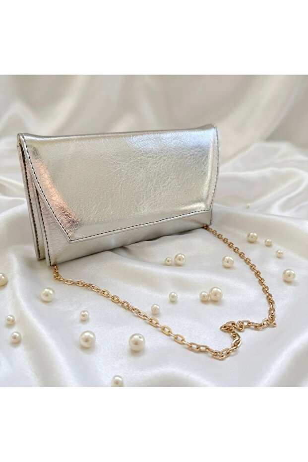 Lumea Glint Sparkling Patterned Chain Strap Evening Dress Women's Portfolio Bag