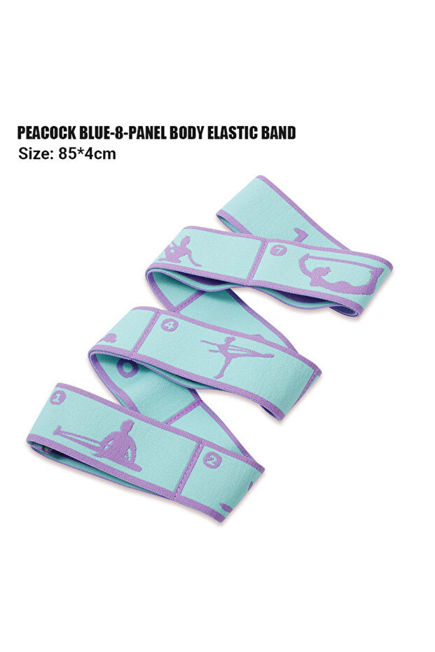 8 blue Yoga Stretching Strap, Stretch Band with 8 Loops, Yoga Strap, Shoulder Saver for Beginners fo