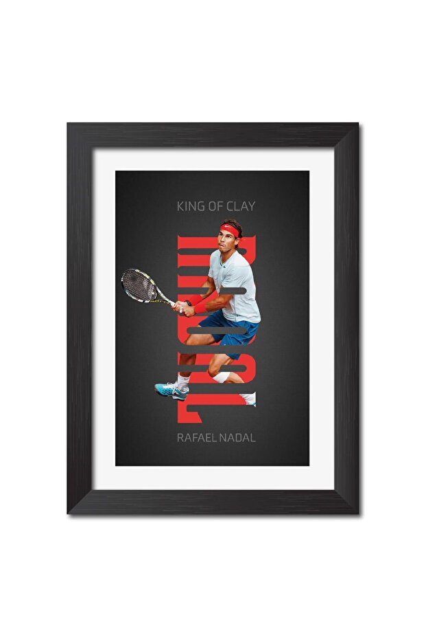 Alayra Rafael Nadal Posters Tennis Legend Posters Framed Paintings with GlossyBlack Frames