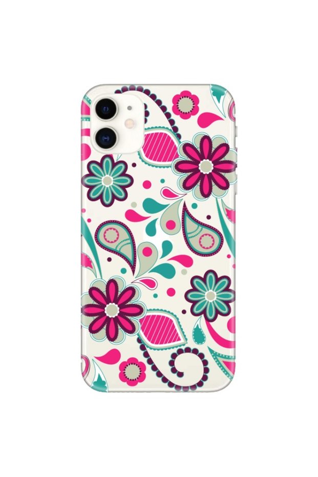 iPhone 11 Camera Protected Pink Flowers Patterned Phone Case