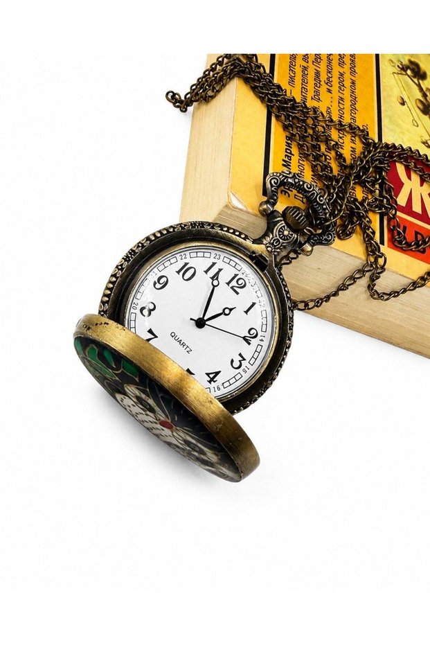 Owl Patterned Vintage Chain Watch Necklace
