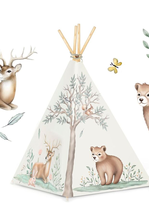Cort tip teepee pentru copii - bej - 5