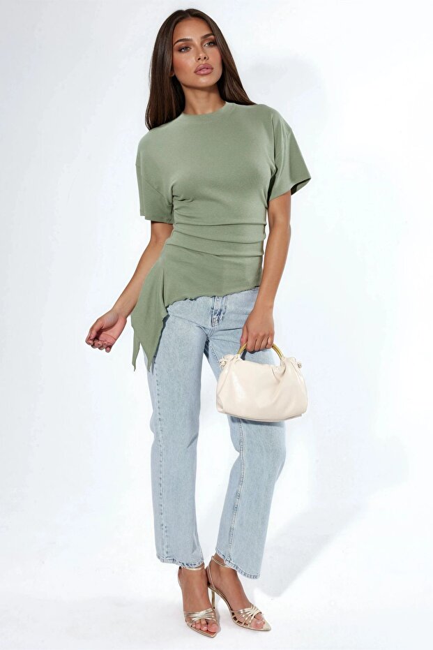 Busem Oversized Draped Crew Neck Blouse - 3