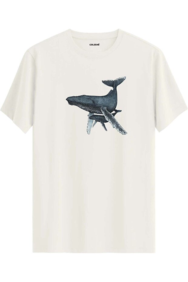 Powerful and Simple Design T-Shirt with Whale Figure