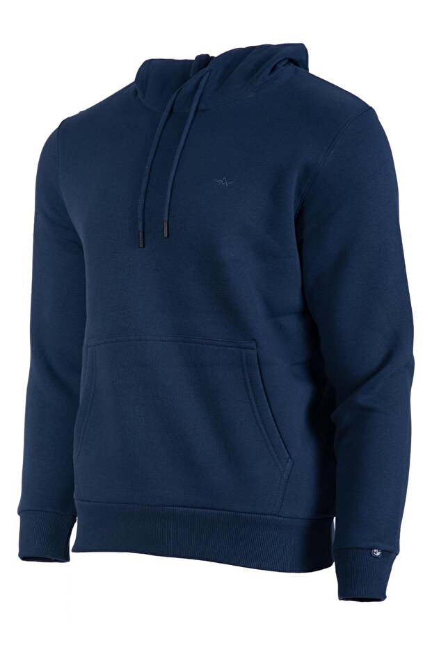 Erkek Indigo Basic Kapüşonlu Sweatshirt K22254914401 - 2