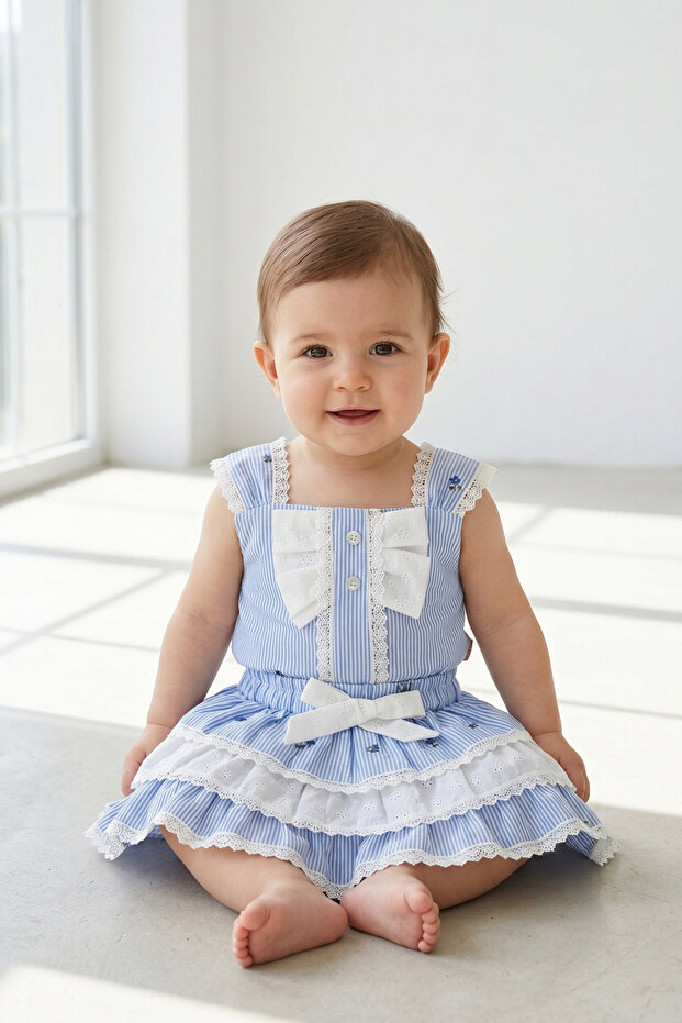 Summer Baby Girl Blomline Skirted Top and Bottom Set