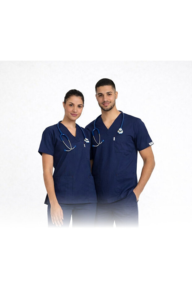 . Levent Unisex Scrubs Top – 4-Way Stretch, Moisture-Wicking, and 3 Pockets Doctor/Nurse Top