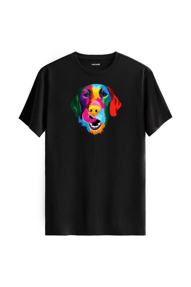 Colorful Buddy Labrador Dog Printed T-Shirt