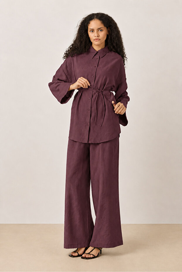 Nua Striped Suit Plum