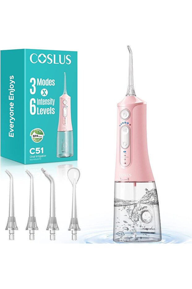 C51 Portable Water Flosser for Teeth: 3 Modes & 6 Pressure Settings with Jet Mode