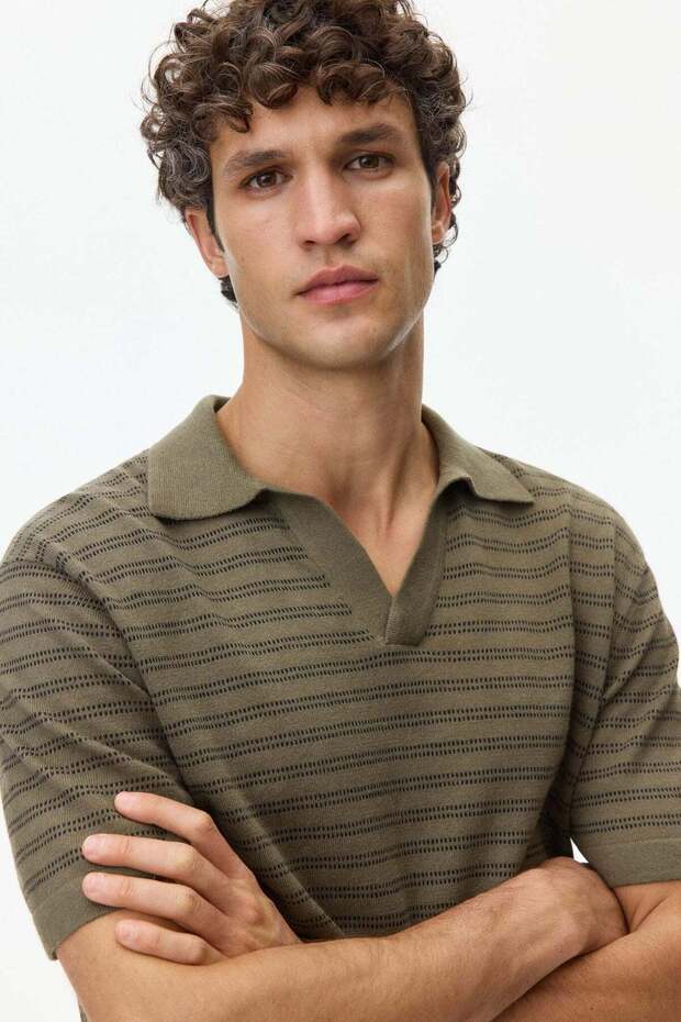 Regular Fit Linen-blend polo shirt