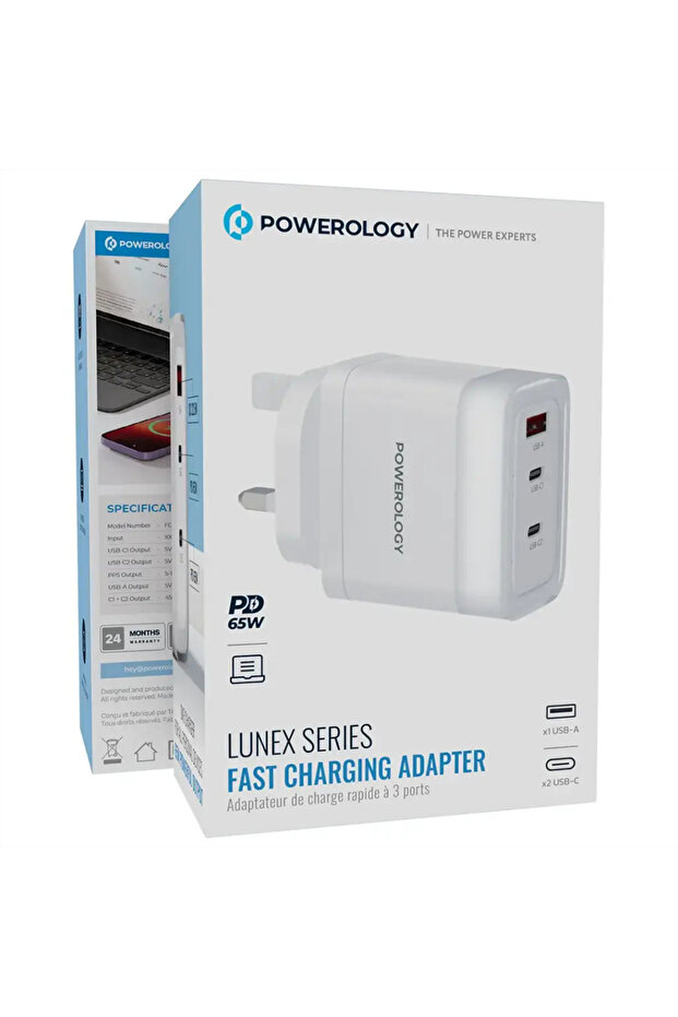 Lunex Series Fast Charging Adapter PD 65W White
