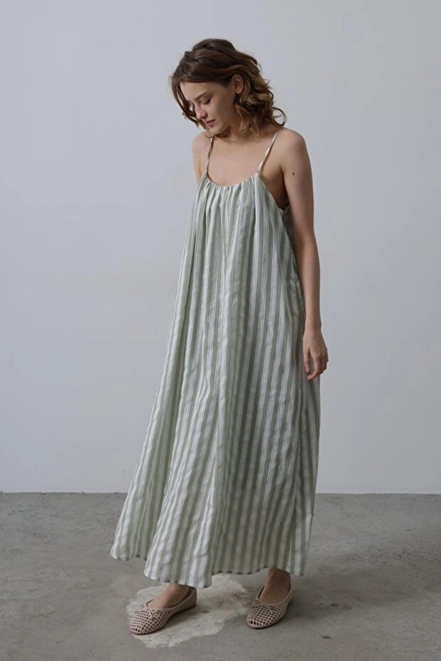 Strap Line Pattern Dress - 1