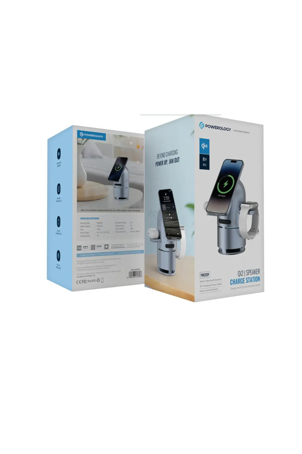 Qi2 Speaker Charge Station Gray