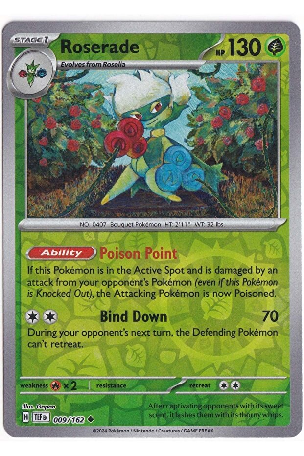 Roserade [Reverse Holo] 009/162 - Temporal Forces - Card (Mint)