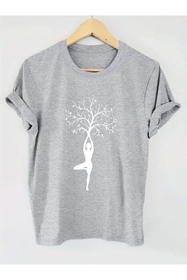 Women's Yoga Design Printed T-Shirt Oversize Loose (1013)