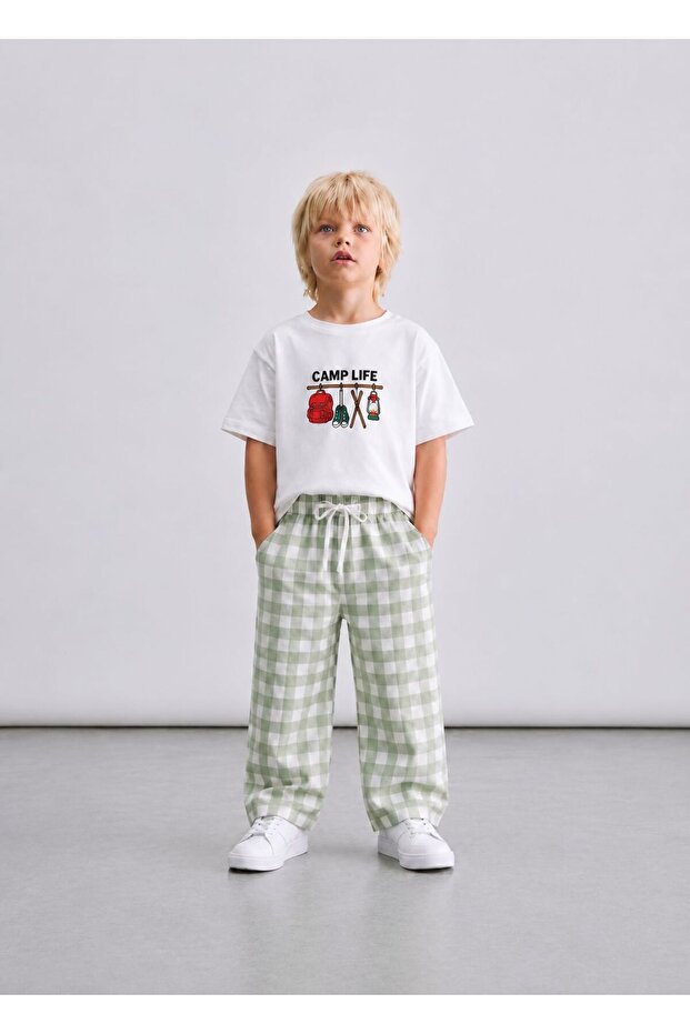 Boy's 100% Cotton Linen Blend Pants + T-Shirt Set
