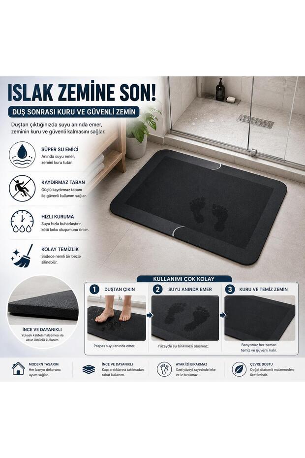 Magic Bath Mat 38X58 cm - Super Water Absorbent, Non-Slip and Quick-Drying Rectangular