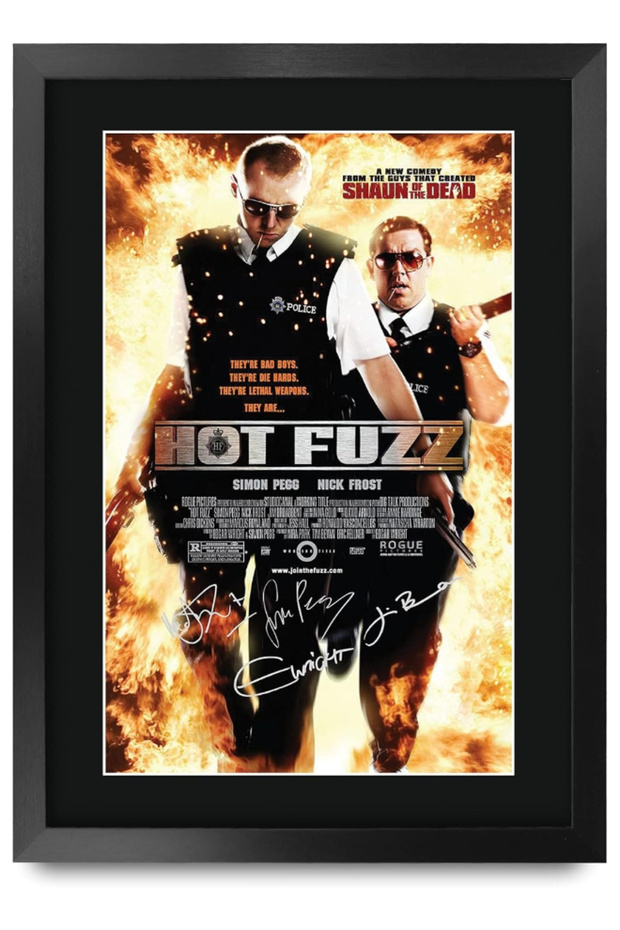 FR A3 Hot Fuzz Simon Pegg Gifts Printed Poster Signed Autograph Picture for Movie Memorabilia Fans - A3 Framed