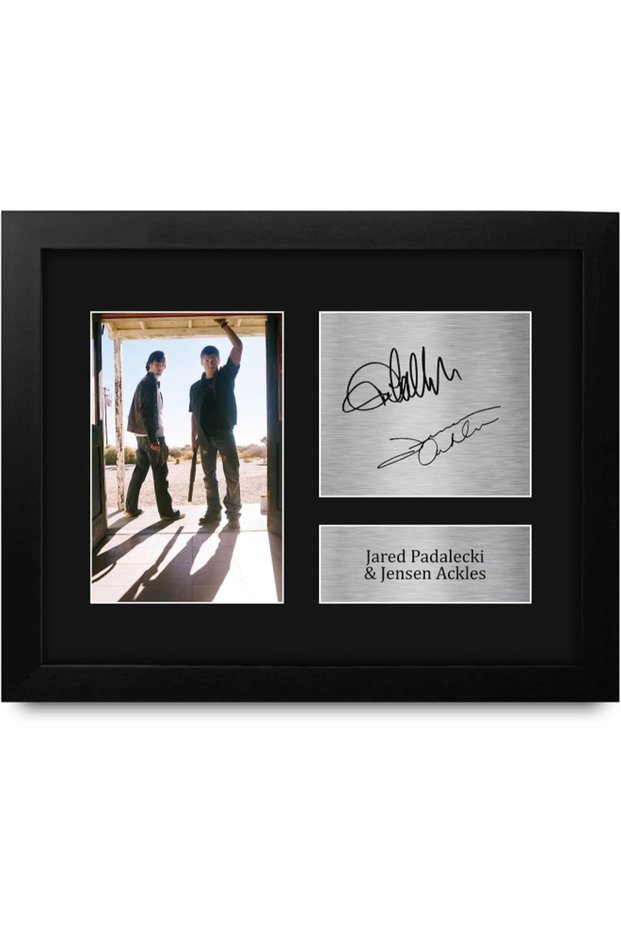 Jared Padalecki & Jensen Ackles Supernatural Framed Gifts Printed Signed Autograph Picture for TV Show Fans - US Letter Size