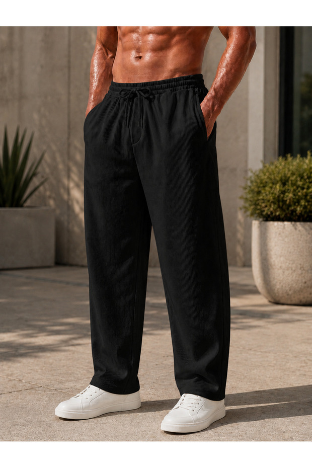 Men's Summer Baggy Cut Ottoman Corduroy Trousers