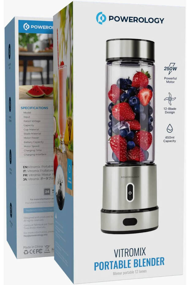 Vitromix Portable Blender Mixeur Portable 12 Lames Silver