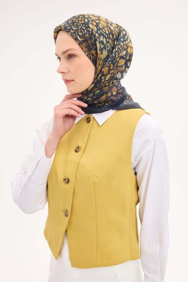 وشاح تينسل مونار بنمط حجري باللون الأزرق الداكن 90x90