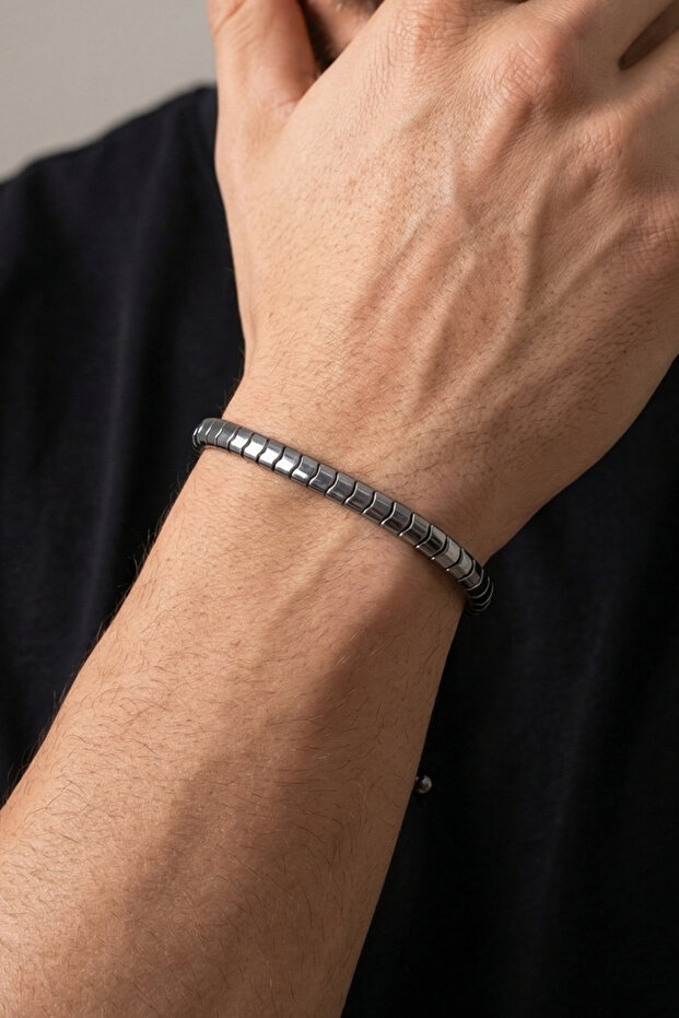 Hematite Stone Adjustable Drawstring Men's Bracelet - 2