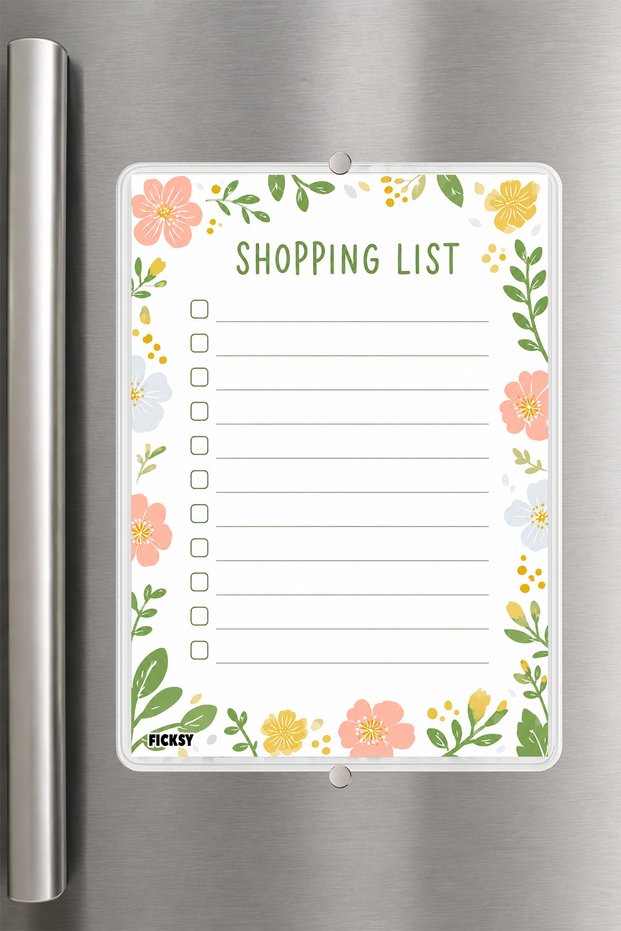 Shopping List - A5 - Magnetic - Pvc - Refrigerator Note Holder & Desktop - Summer Erase - Planner