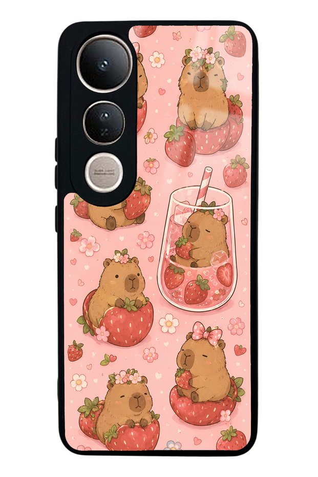 Vivo V50 Lite Strawberry Capybara Design Glossy Phone Case