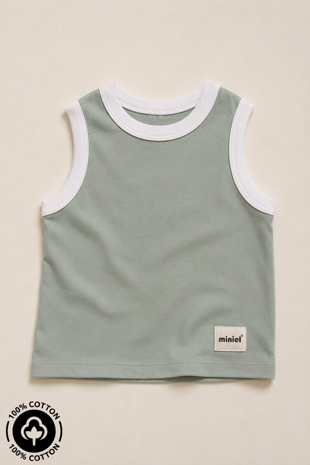 Unisex 100% Cotton Baby Kids Summer Undershirt with Braided Arma Detail