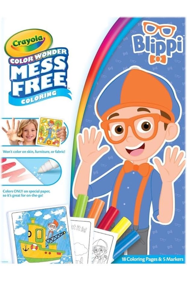 Crayola Color Wonder Mess-Free Coloring Set with 18 Blippi-Themed Coloring Pages for Toddlers – Ideal Travel Activity, Toy, Gift, and Stocking Stuffer