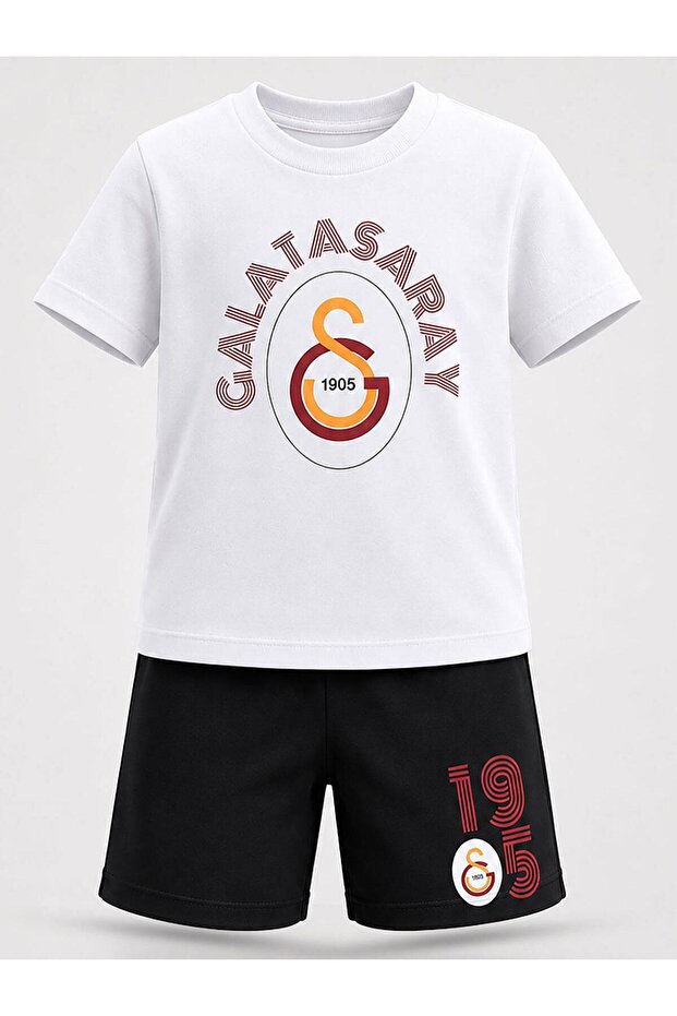 Galatasaray Gs Arma Printed Set for Ages 3-13 - White