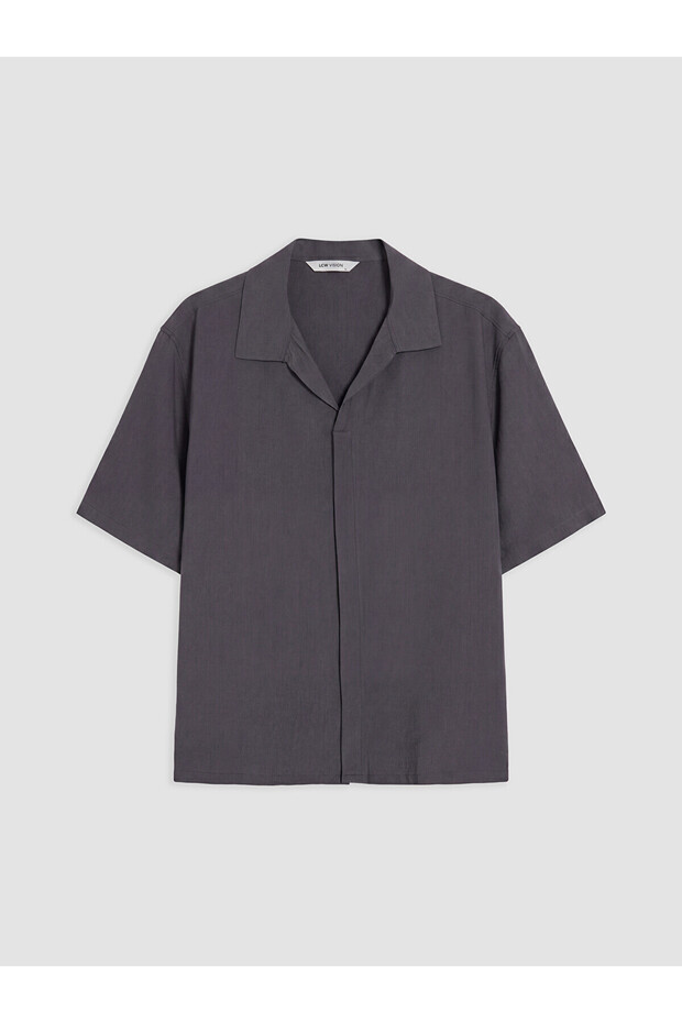 Lcw Vision Anthracite Relax Fit Resort Collar Men's Shirt