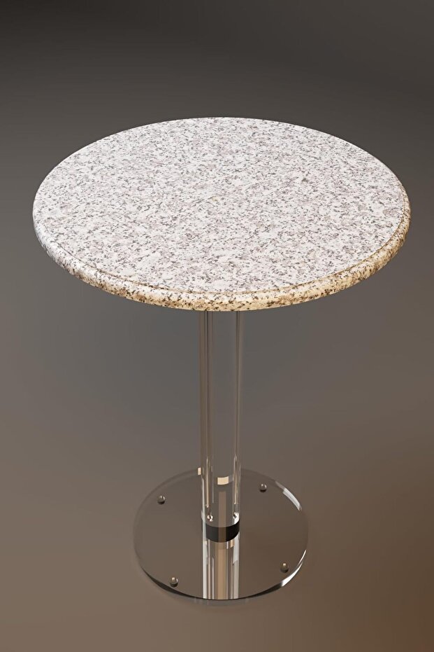 Elegant Circular Acrylic Serving Table with gray Marble Finish - Compact and Versatile Design (35x35x53 cm)