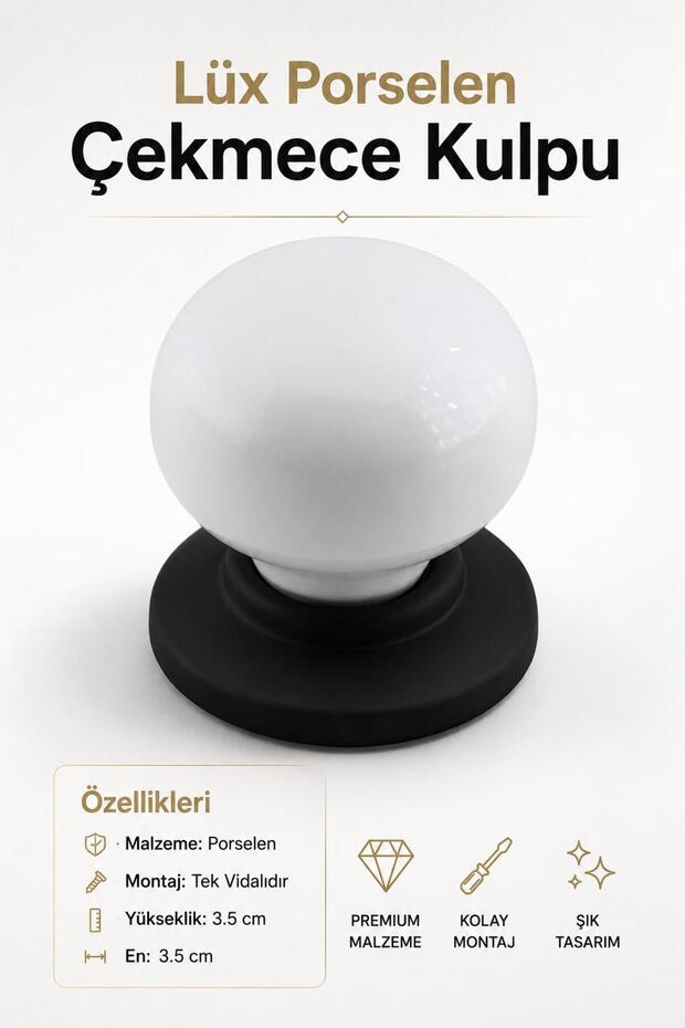 Matte Black White Porcelain Button Furniture Kitchen Drawer Cupboard Cabinet Handle Knob Handles
