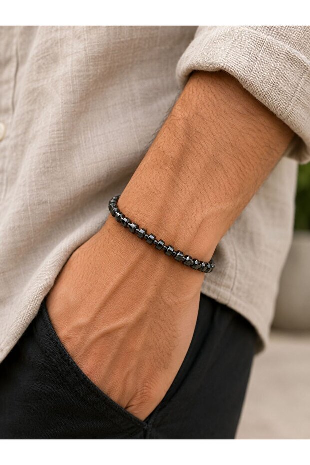 Hematite Stone Detailed Adjustable Bracelet