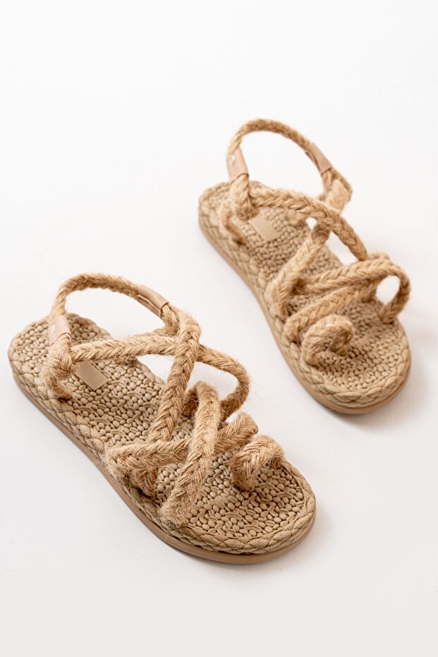 Quality Straw Detailed Summer Rope Sandals